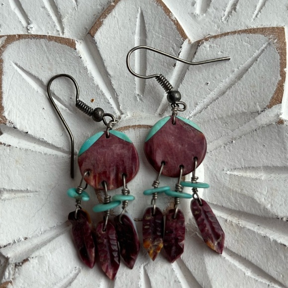 Turquoise & albacore dream catcher earrings - Picture 2 of 4